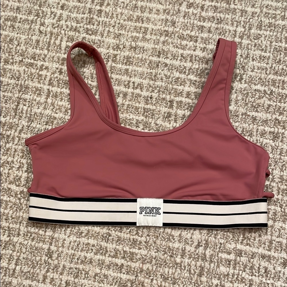 PINK Victoria's Secret Pink Sports Bra with Striped Band Sz Lg